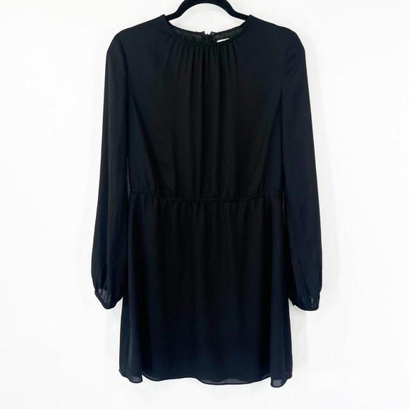Sunday Best Aritzia Black Chiffon Long Sleeve Mini Dress - Picture 1 of 7
